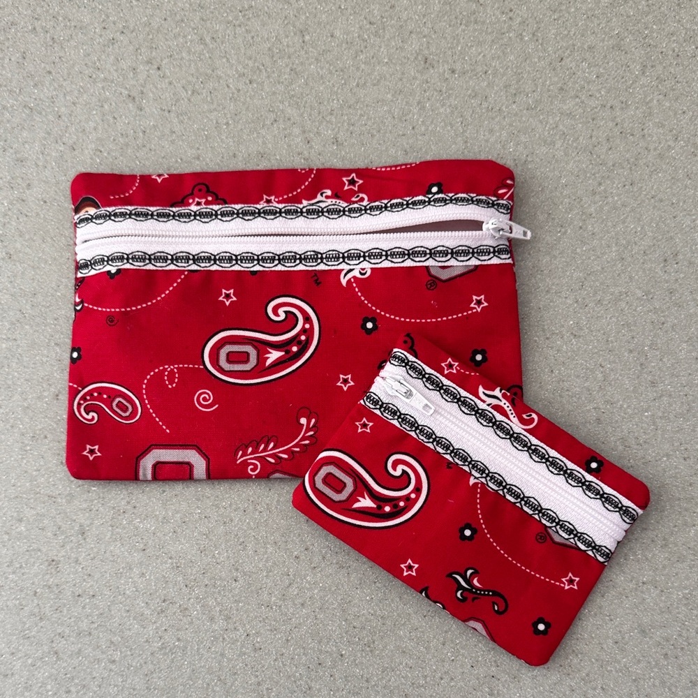 Ohio State Red Paisley Zipper Pouch Duo
